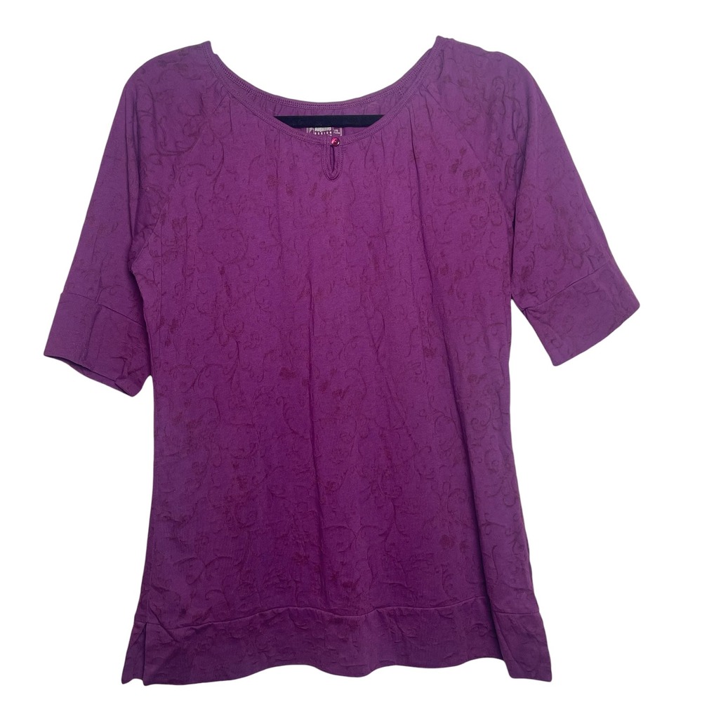 Alpine Design Purple Floral Textured Tunic Top Women's XL Outdoor Adventure Gear